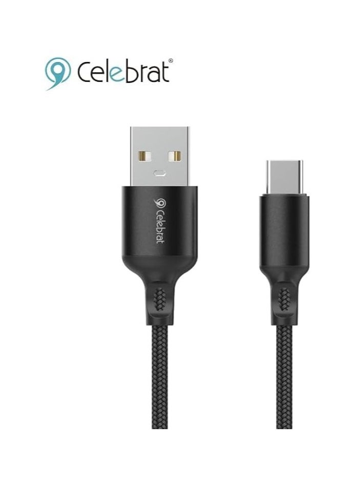 Celebrat Celebrat CB-33 Portable USB To Micro Fast Charge And Data Transmission Cable With Flat wire Design And Practical Fits Mobile Phone 2.1A /480mbps /1M - Black  - Image 1