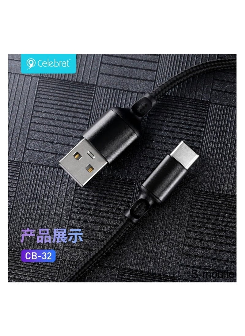Celebrat Celebrat CB-33 Portable USB To Micro Fast Charge And Data Transmission Cable With Flat wire Design And Practical Fits Mobile Phone 2.1A /480mbps /1M - Black  - Image 2