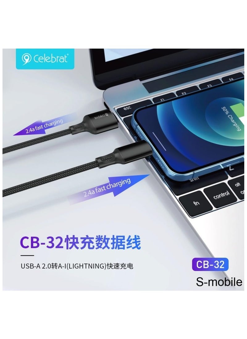 Celebrat Celebrat CB-33 Portable USB To Micro Fast Charge And Data Transmission Cable With Flat wire Design And Practical Fits Mobile Phone 2.1A /480mbps /1M - Black  - Image 4
