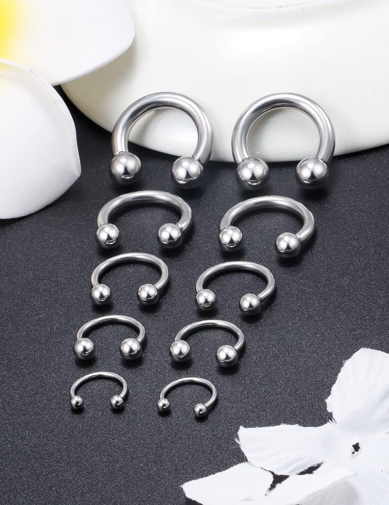 Ocptiy 6G 8G 12G 14G 16G Ear Earrings Gauges Septum Nose Plugs Tunnels Stretching Kit Surgical Stainless Steel Large Big Wide Septum Eyebrow Lip Belly Ring Cartilage Helix Tragus Earring Piercing Kit - Image 2