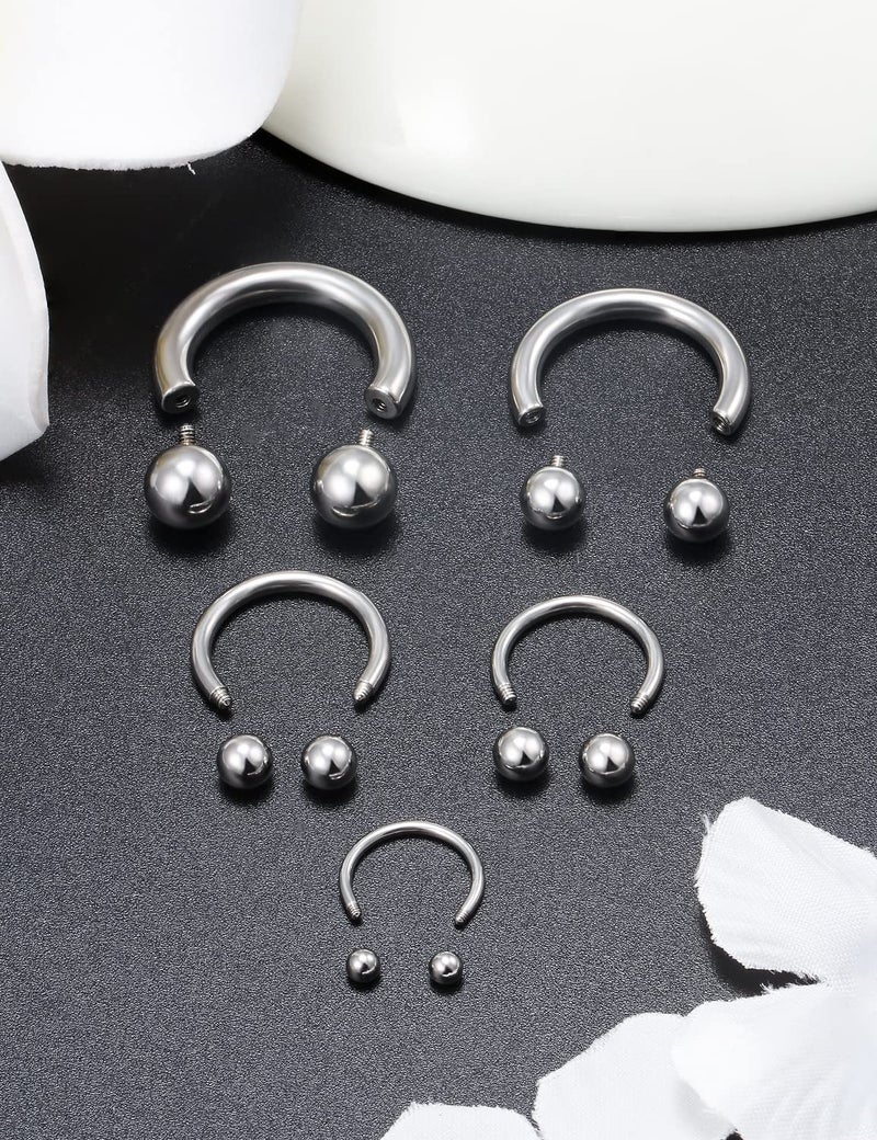Ocptiy 6G 8G 12G 14G 16G Ear Earrings Gauges Septum Nose Plugs Tunnels Stretching Kit Surgical Stainless Steel Large Big Wide Septum Eyebrow Lip Belly Ring Cartilage Helix Tragus Earring Piercing Kit - Image 4