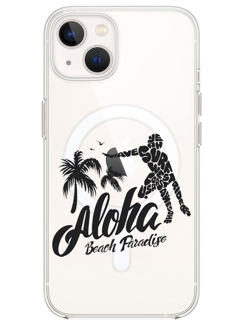 Theodor Magnetic Case for iPhone 14 Plus 6.7-inch Compatible with MagSafe Wireless Charging, Shockproof Phone Bumper Cover Aloha Beach Paradise Black copy - Image 1