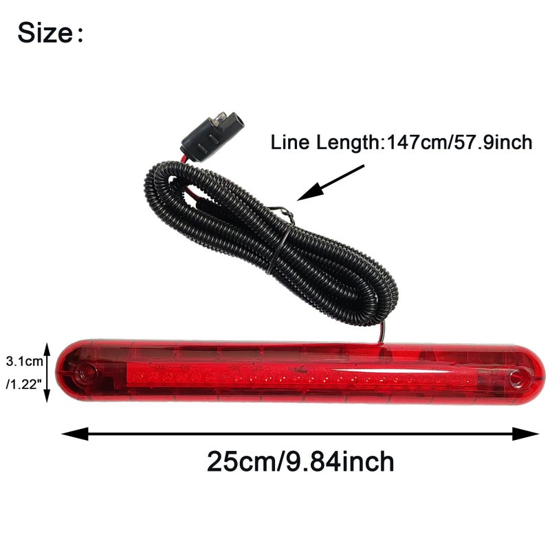 CYDZSW Third Brake Light Assembly 12V Universal,3rd Brake Lights Bar 24 LED,Stop Light Lamp Strip,Camper Shell Trailer Cargo High Mount Brake Light(Red) - Image 3