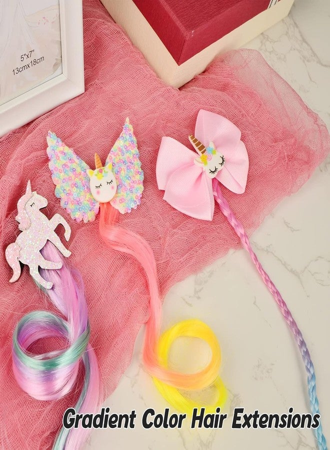 QUILBOOL Rainbow Braid Wigs, Multi Bow Hair Accessories, hair accessories for toddler girls for kids party favors DIY little girl - 2 pcs, Multi Color. - Image 2