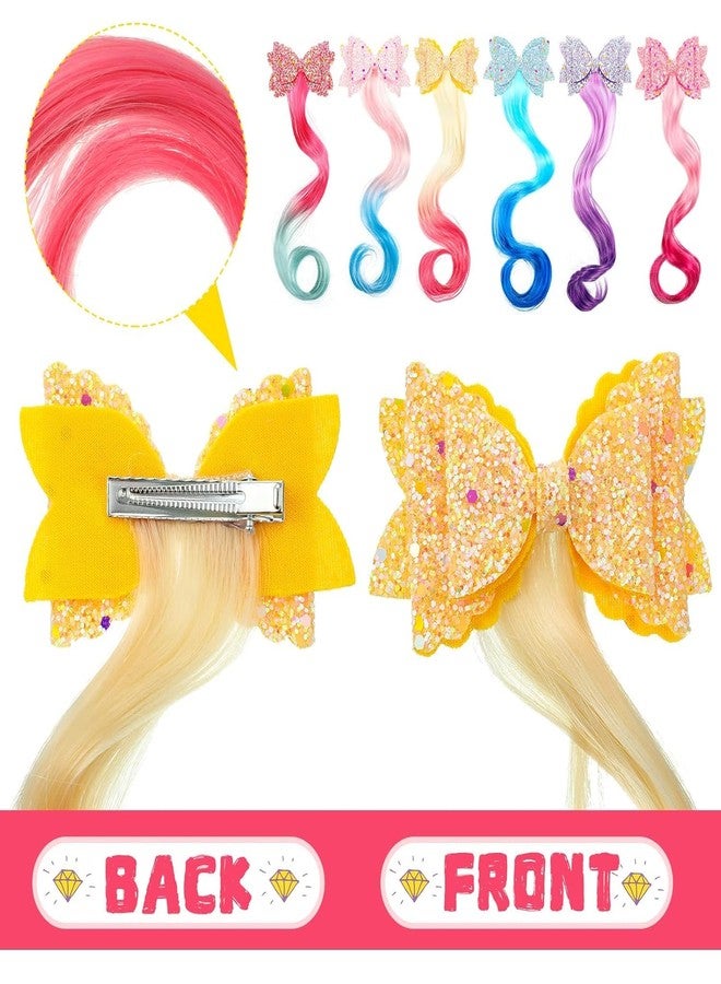 QUILBOOL Rainbow Braid Wigs, Multi Bow Hair Accessories, hair accessories for toddler girls for kids party favors DIY little girl - 2 pcs, Multi Color. - Image 5