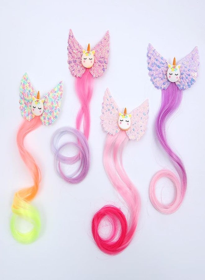 QUILBOOL Rainbow Braid Wigs, Multi Bow Hair Accessories, hair accessories for toddler girls for kids party favors DIY little girl - 2 pcs, Multi Color. - Image 3