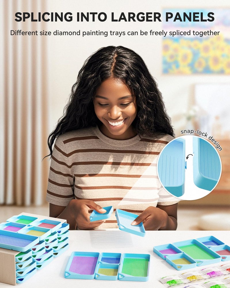 ARTDOT 30-Piece Stackable Tray Set Diamond Art Kits for Adults, Interlocking Diamond Painting Accessories and Tools(Blue) - Image 3