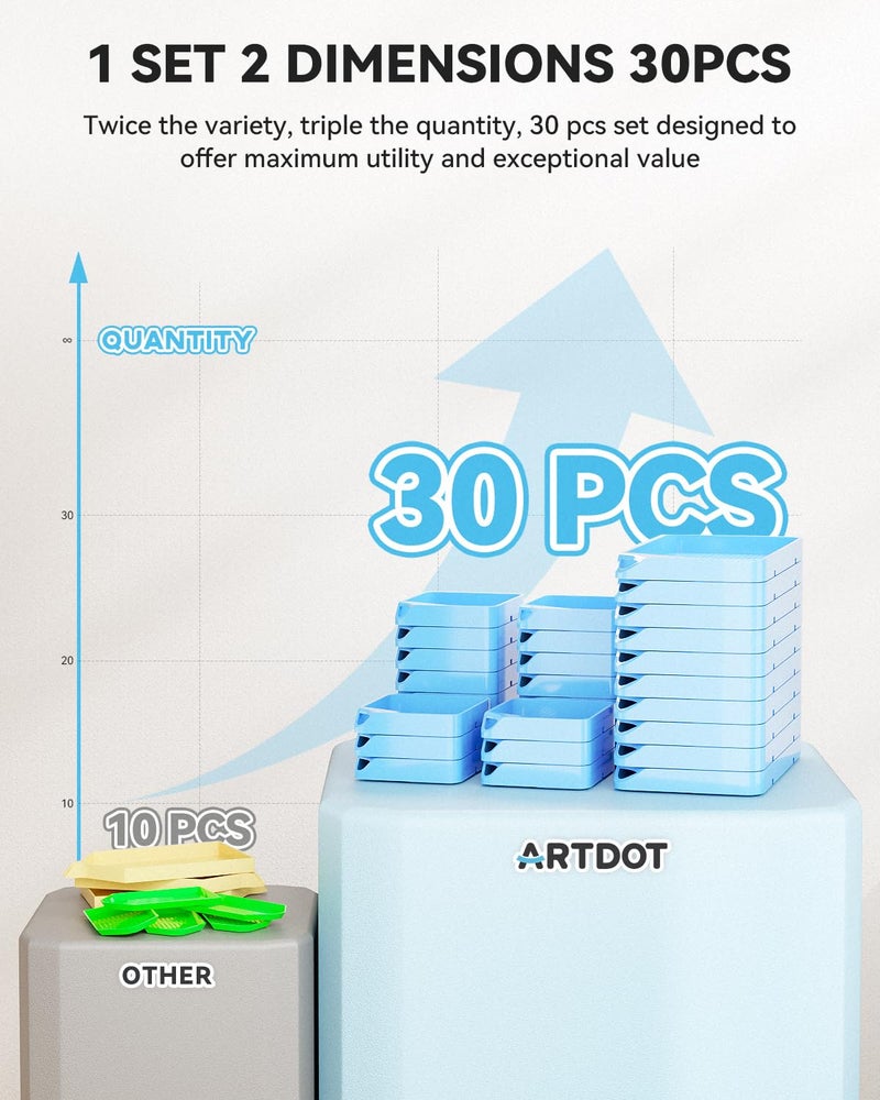 ARTDOT 30-Piece Stackable Tray Set Diamond Art Kits for Adults, Interlocking Diamond Painting Accessories and Tools(Blue) - Image 5