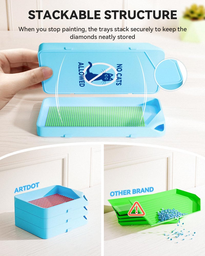 ARTDOT 30-Piece Stackable Tray Set Diamond Art Kits for Adults, Interlocking Diamond Painting Accessories and Tools(Blue) - Image 2