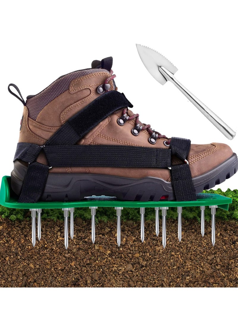 Generic Lawn Aerator Shoes Free-Installation: Aeration Shoes for Men Women with Stainless Steel Shovel, Heavy Duty Spike Aerating Sandals Lawn Equipment Tool with Hook & Loop Strap for Yard Patio Garden - Image 3