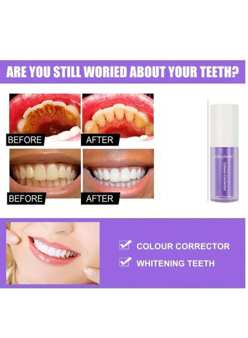 GlorySmile Glory Smile Purple Toothpaste A post-whitening treatment that restores brightness and neutralises yellow tones on the tooth surface. 30ml 11 fl oz. - Image 3