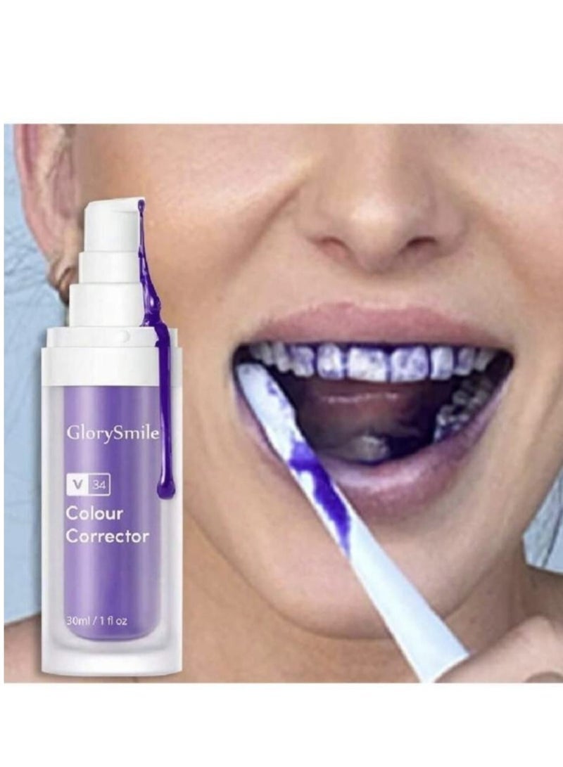 GlorySmile Glory Smile Purple Toothpaste A post-whitening treatment that restores brightness and neutralises yellow tones on the tooth surface. 30ml 11 fl oz. - Image 1