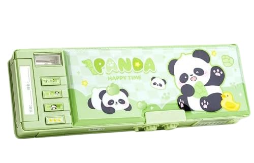 Invite Enterprise Invite Happy Panda Multifunction Pencil Case for Girls and Boys, Cute Cartoon Pen Box Organizer Stationery, Sharpener, Schedule, Whiteboard, School Supplies, Best Gifts for Kids(Password Lock) - Image 1