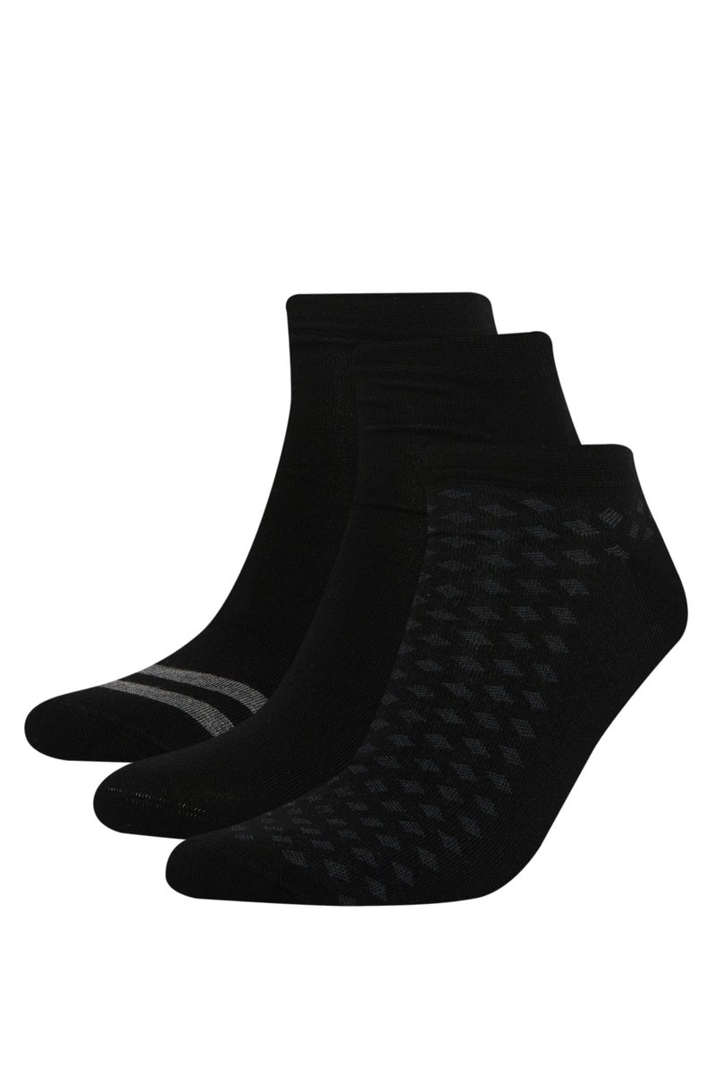 DeFacto Black Man Man Striped 3 piece Short Socks Casual - Image 1