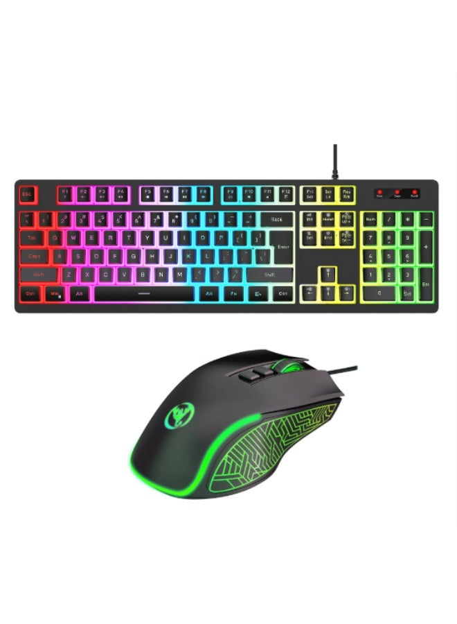 Wired Mouse and Keyboard Combo, RGB Backlit Keyboard with ABS Double-Shot Keycaps, Auto Sleep Power-Saving Mode, 2.4G Wireless Transmission Technology (Black) - Image 1