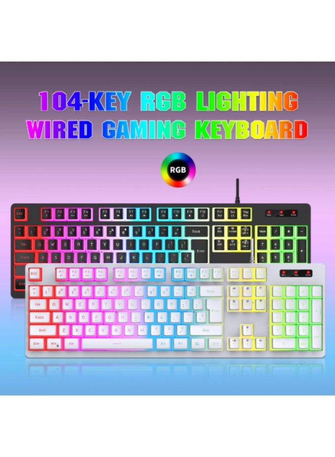 Wired Mouse and Keyboard Combo, RGB Backlit Keyboard with ABS Double-Shot Keycaps, Auto Sleep Power-Saving Mode, 2.4G Wireless Transmission Technology (Black) - Image 2