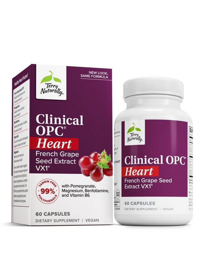 Terry Naturally Clinical OPC Heart - Heart Health Supplement with Magnesium, Vitamin B6, Grape Seed Extract - Dietary Supplement for Artery Health & Circulation - 60 Capsules - Image 1