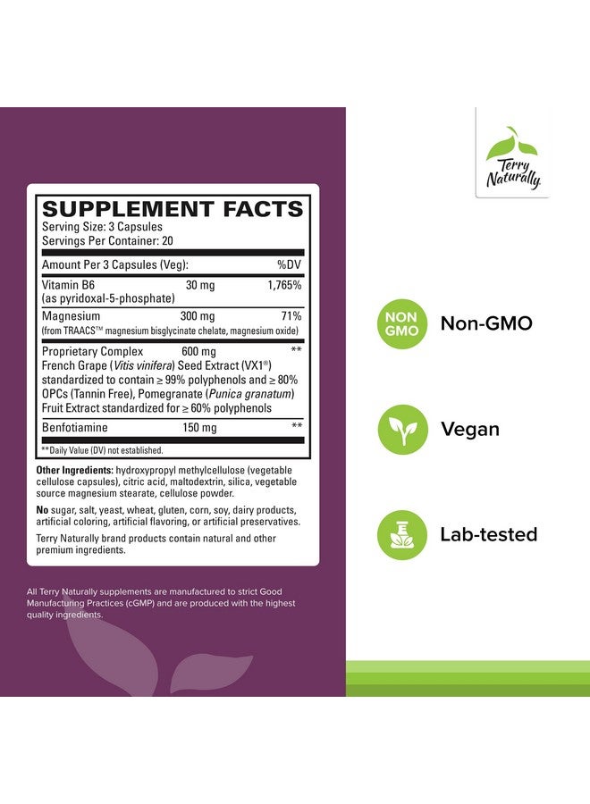 Terry Naturally Clinical OPC Heart - Heart Health Supplement with Magnesium, Vitamin B6, Grape Seed Extract - Dietary Supplement for Artery Health & Circulation - 60 Capsules - Image 2