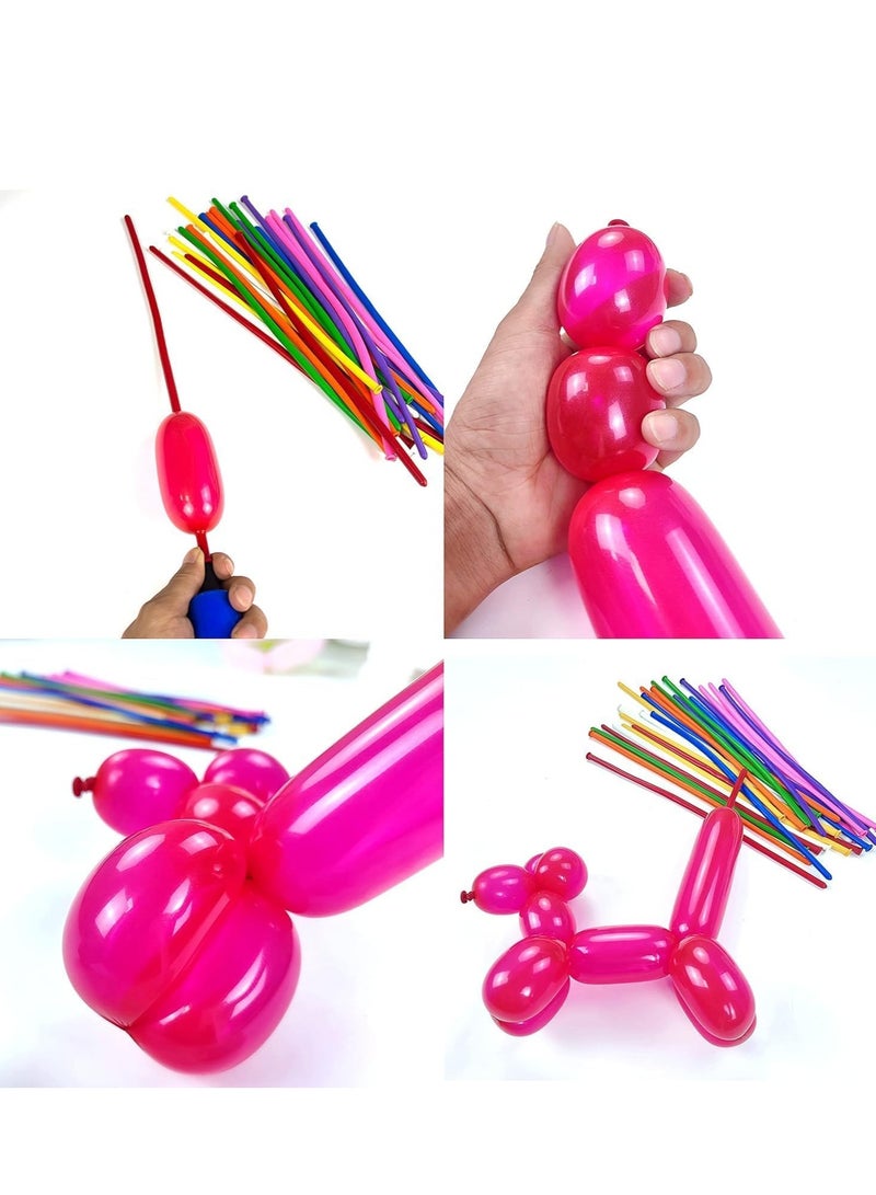 DURKU 100 Pieces Balloons for Twisting Balloon Animal, Long Skinny Latex Balloons for Modelling Magic Balloon Animal Kit, Birthday Weddings Kids' Party Decoration - Image 3