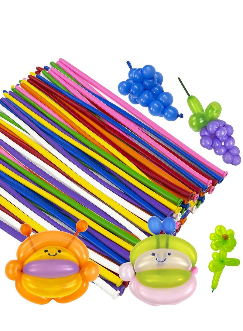 DURKU 100 Pieces Balloons for Twisting Balloon Animal, Long Skinny Latex Balloons for Modelling Magic Balloon Animal Kit, Birthday Weddings Kids' Party Decoration - Image 1