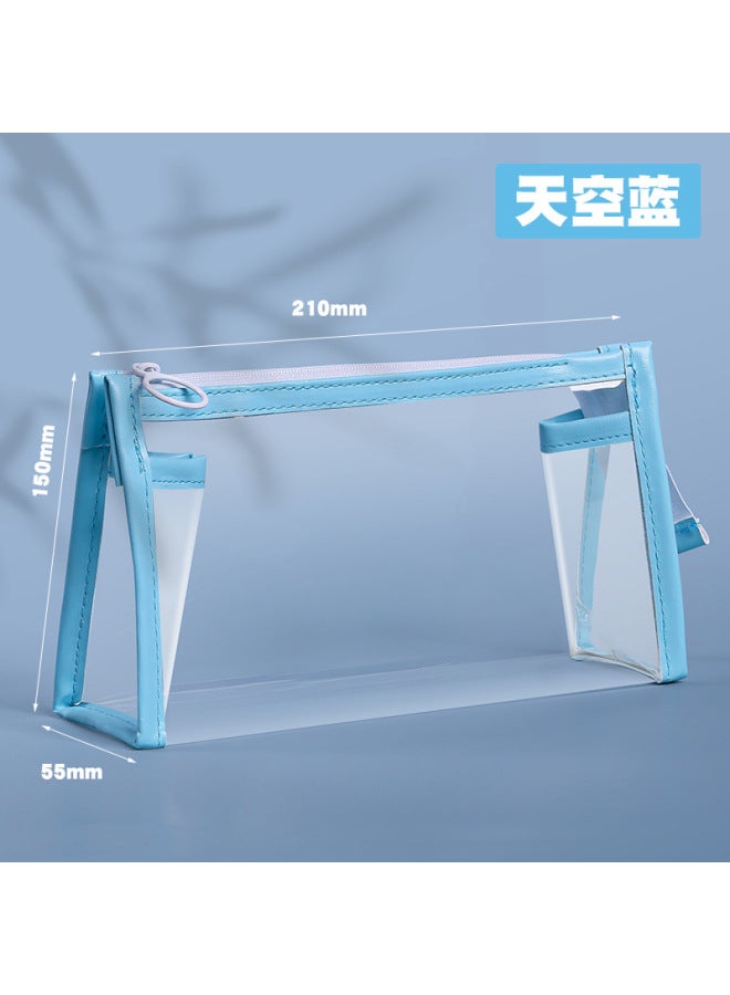 Double Layer Large Capacity Pencil Bag High Color Value Simple Transparent Pvc Pencil Case Square Three-dimensional Multi-layer Stationery Bag