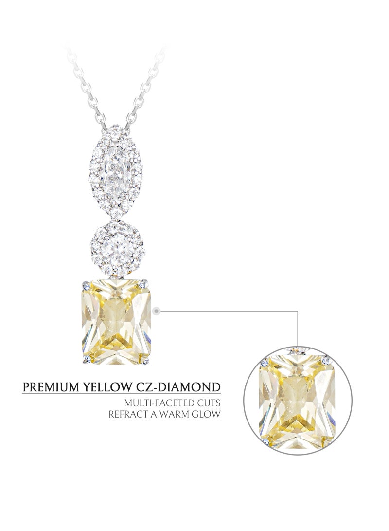 AWNL Golden Embrace Women's Necklace - Pendant with Yellow CZ Diamond and Sterling Silver, Middle East Exclusive Collection - Image 5