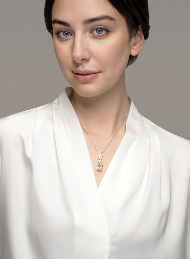 AWNL Golden Embrace Women's Necklace - Pendant with Yellow CZ Diamond and Sterling Silver, Middle East Exclusive Collection - Image 3