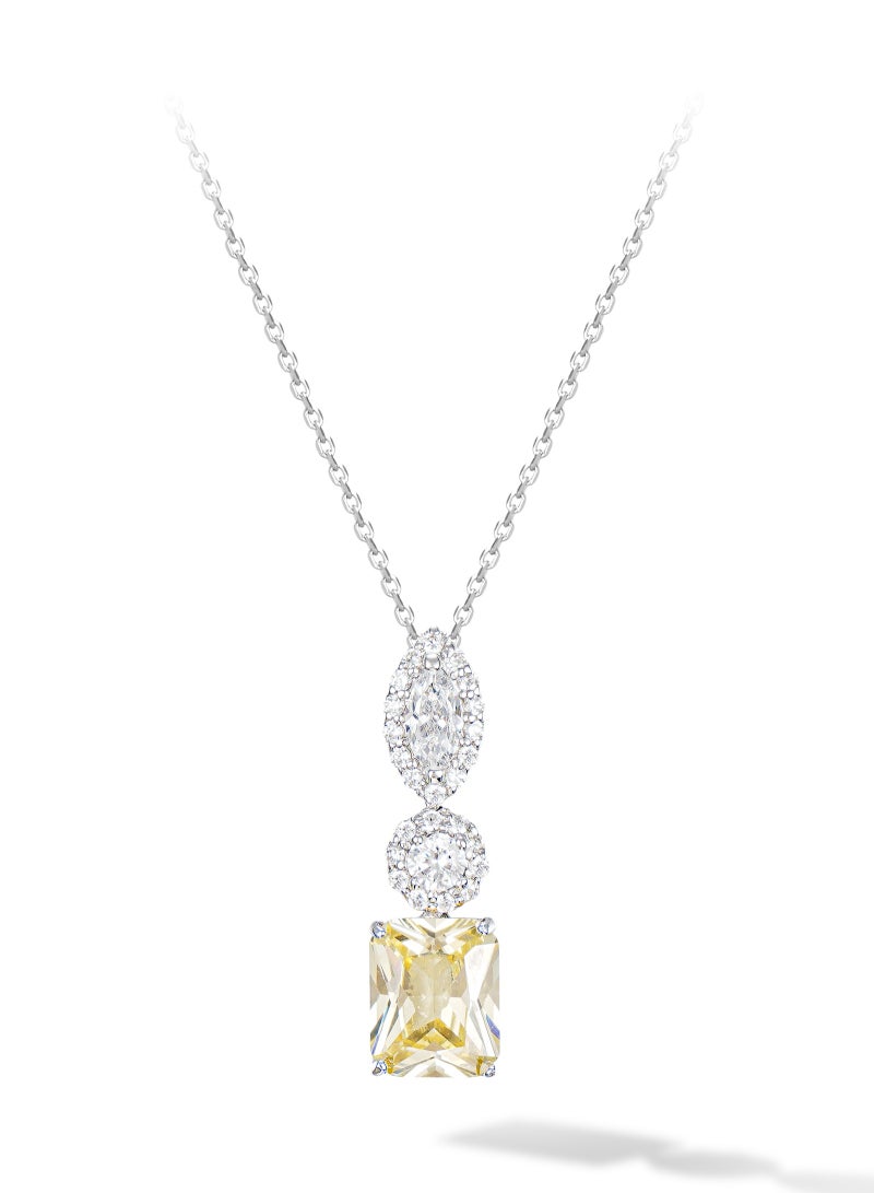 AWNL Golden Embrace Women's Necklace - Pendant with Yellow CZ Diamond and Sterling Silver, Middle East Exclusive Collection - Image 2