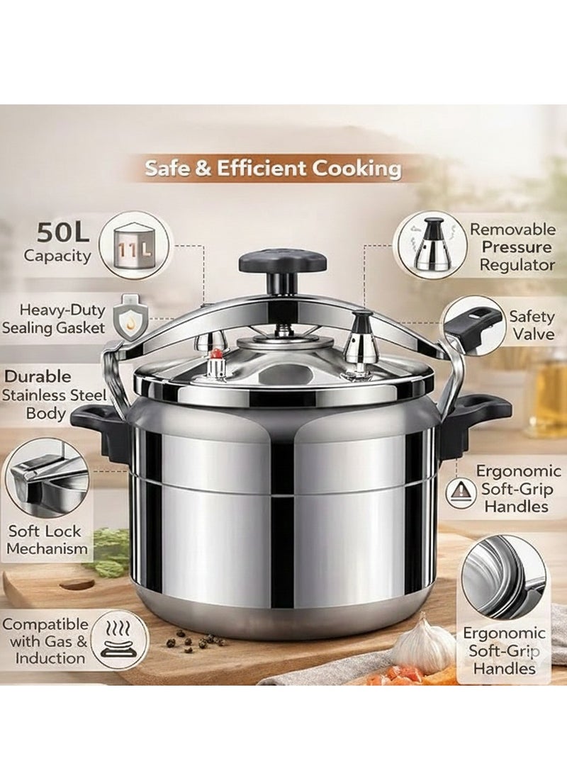 Aluminum Pressure Cooker with Multi-Safety Devices & Pressure Indicator (50L) – Heavy-Duty Commercial Capacity - Image 2