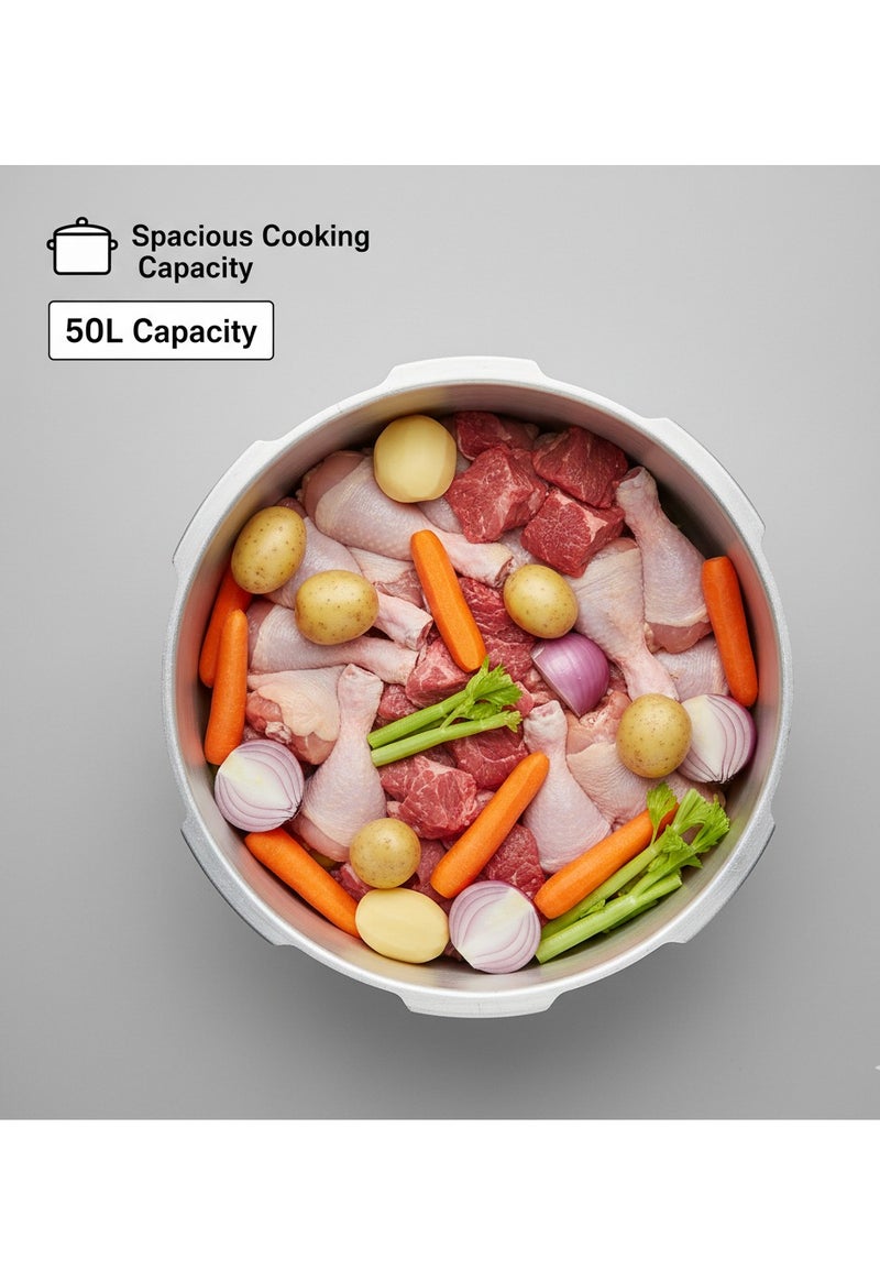 Aluminum Pressure Cooker with Multi-Safety Devices & Pressure Indicator (50L) – Heavy-Duty Commercial Capacity - Image 3