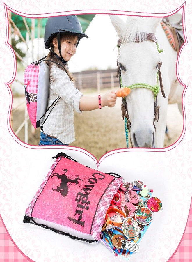Liliful 140 Pcs Horse Themed Party Favor Supplies with Drawstring Bag Keychain Rubber Wristbands Badges Puzzle Stickers Notepads Soft Pencils for Horse Party Decoration - Image 4