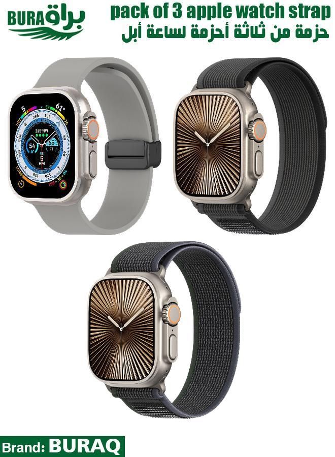 BURAQ Apple Watch Band Strap For Apple Watch Ultra 2/Ultra 49mm, Series 10 46mm, 9/8/7 45mm, SE2/SE/6/5/4 44mm, 3/2/1 42mm