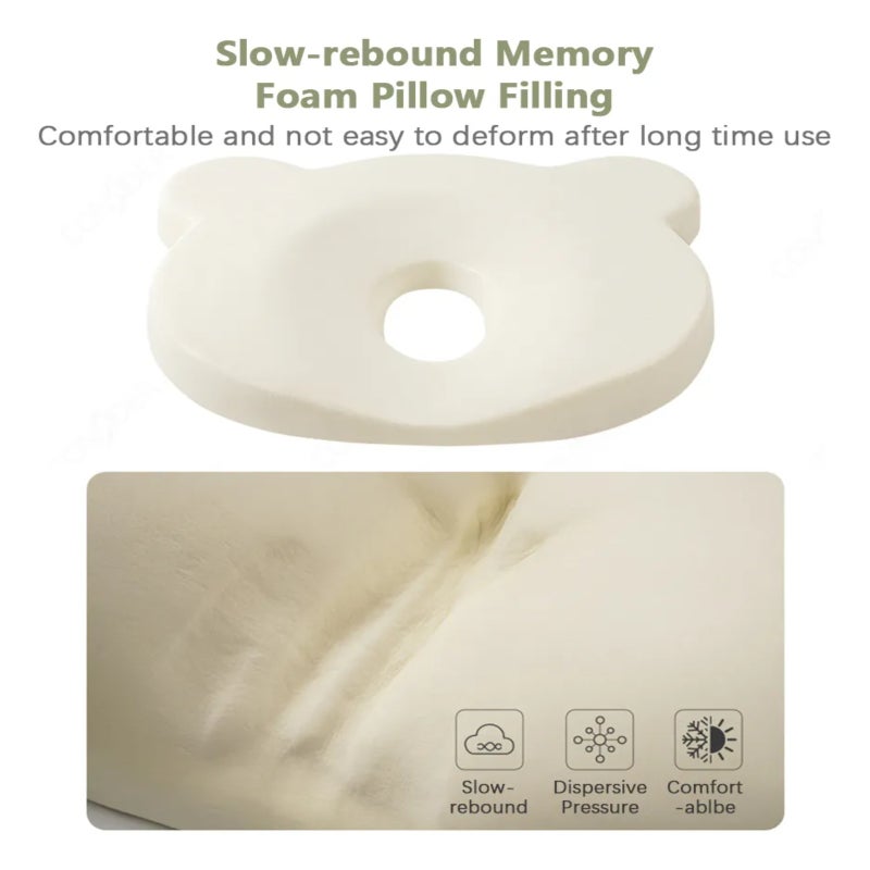 Baby slow rebound memory cotton styling pillow (0-12 months), universal baby styling pillow for all seasons (pillowcase model) - Image 5