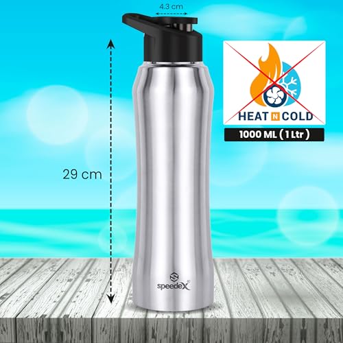 Speedex Stainless Steel Matt Water Bottle 1 Litre with Sipper Cap – Leak-Proof, Durable, Lightweight | Ideal for Office, School, Travel | Single Bottle (1000ml) - Image 3