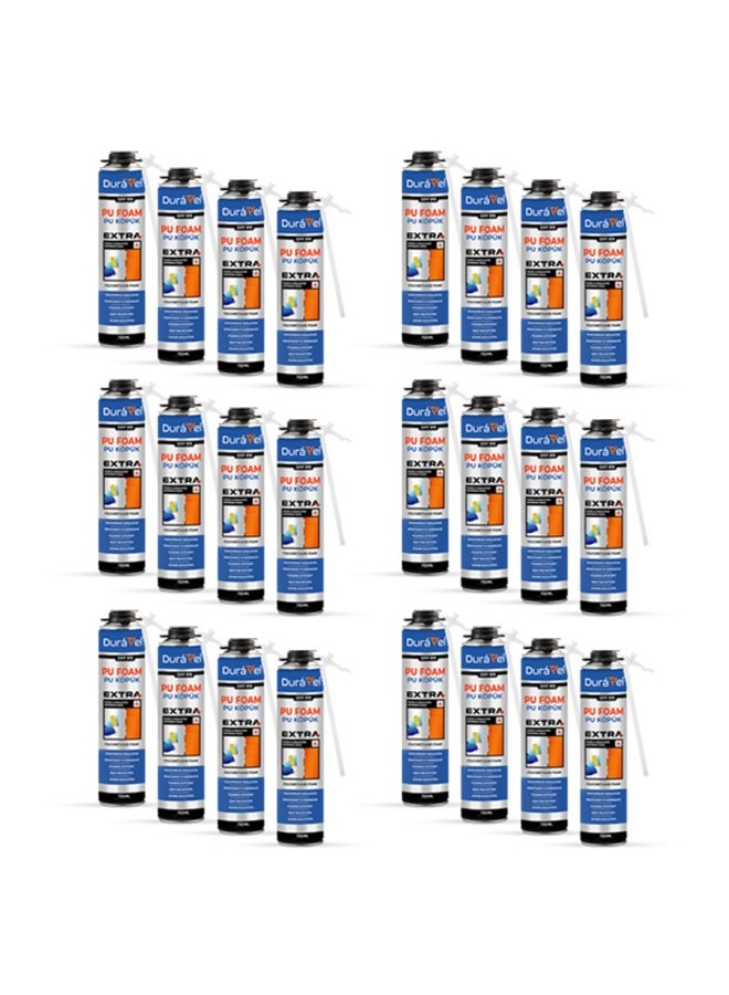 درافل مادة مانعة للتسرب من رغوة البولي يوريثان دورافيل، رغوة بولي يوريثان فائقة القوة، درجة احترافية، للحشو والعزل، 750 مل (عبوة من 24) - Image 1