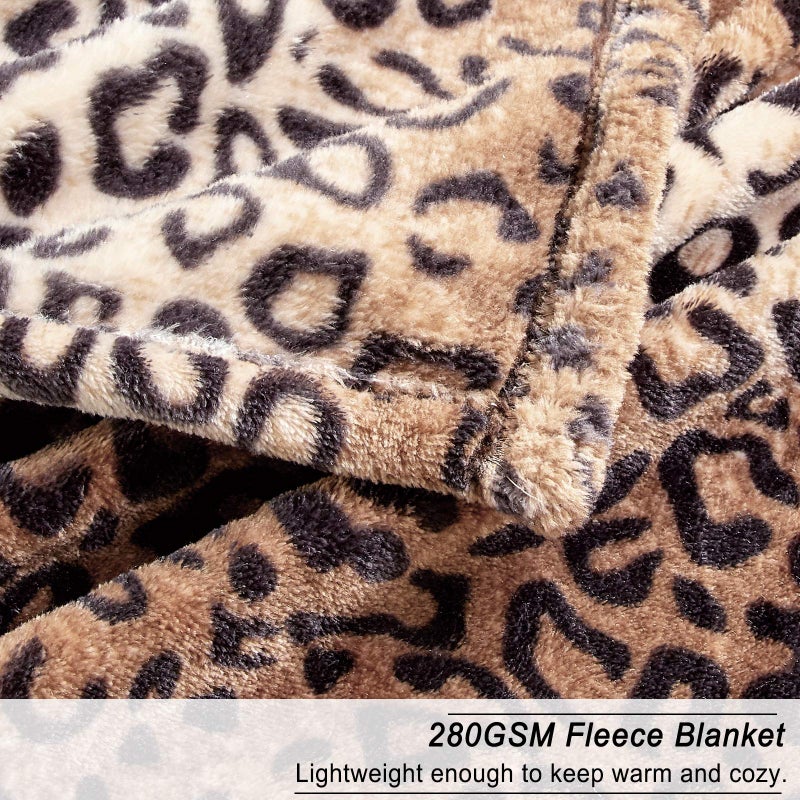 Viviland Flannel Fleece Blanket King Size 90x108 inches, Lightweight, Super Soft Cozy Warm Blanket, Leopard Print - Image 3