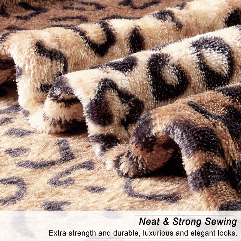 Viviland Flannel Fleece Blanket King Size 90x108 inches, Lightweight, Super Soft Cozy Warm Blanket, Leopard Print - Image 5
