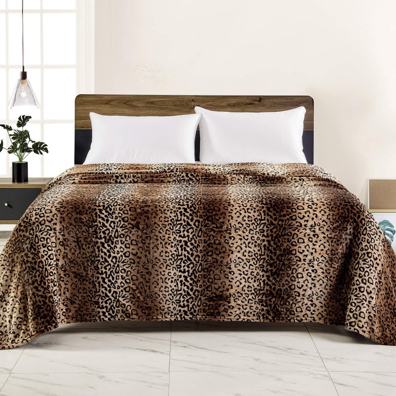Viviland Flannel Fleece Blanket King Size 90x108 inches, Lightweight, Super Soft Cozy Warm Blanket, Leopard Print - Image 2