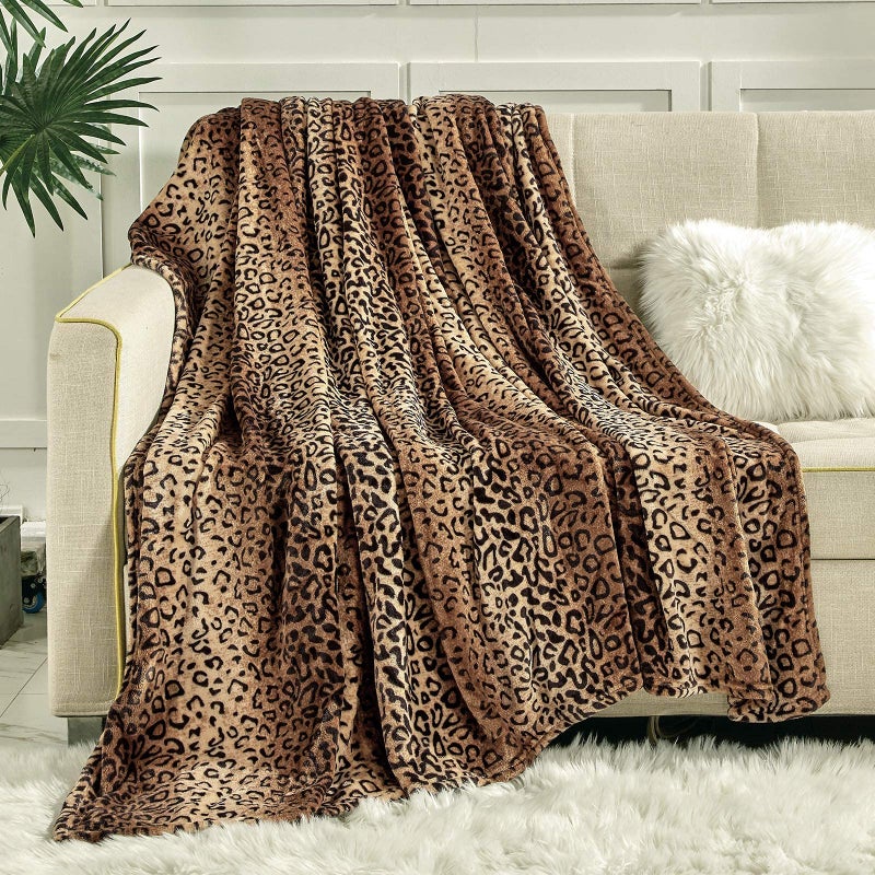 Viviland Flannel Fleece Blanket King Size 90x108 inches, Lightweight, Super Soft Cozy Warm Blanket, Leopard Print - Image 1