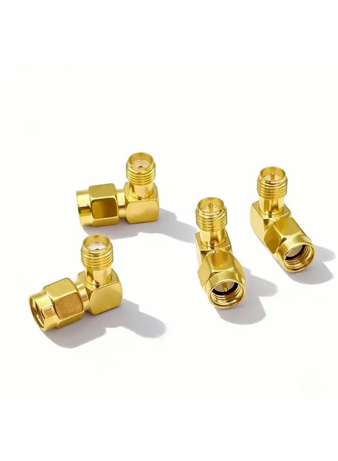 4pcs SMA To RP SMA 90 Degree T Adapter Gold Plated Low Loss 50ohm Anti Interference - Image 1