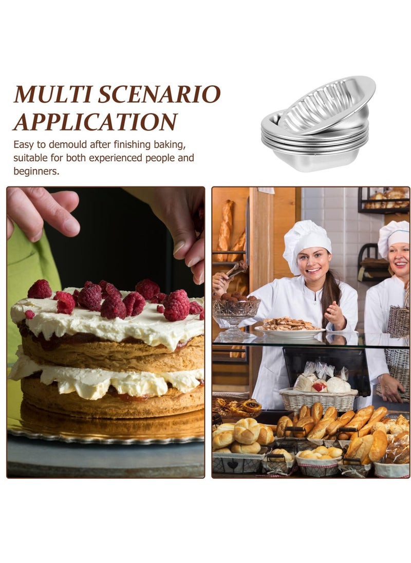 Excefore 5pcs cake mold small tart tins muffin cup small dessert cups metal baking molds egg tart tray tart dish jelly pudding cup egg tart molds aluminum alloy small cake chocolate  - Image 2