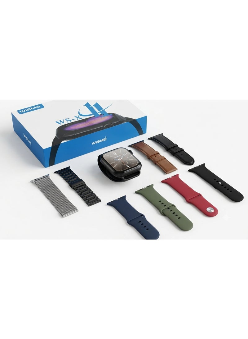 Wisme WS-X II Smartwatch with 7+1 Interchangeable Straps - Bluetooth Calling & Full Touch Display (Black) - Image 1