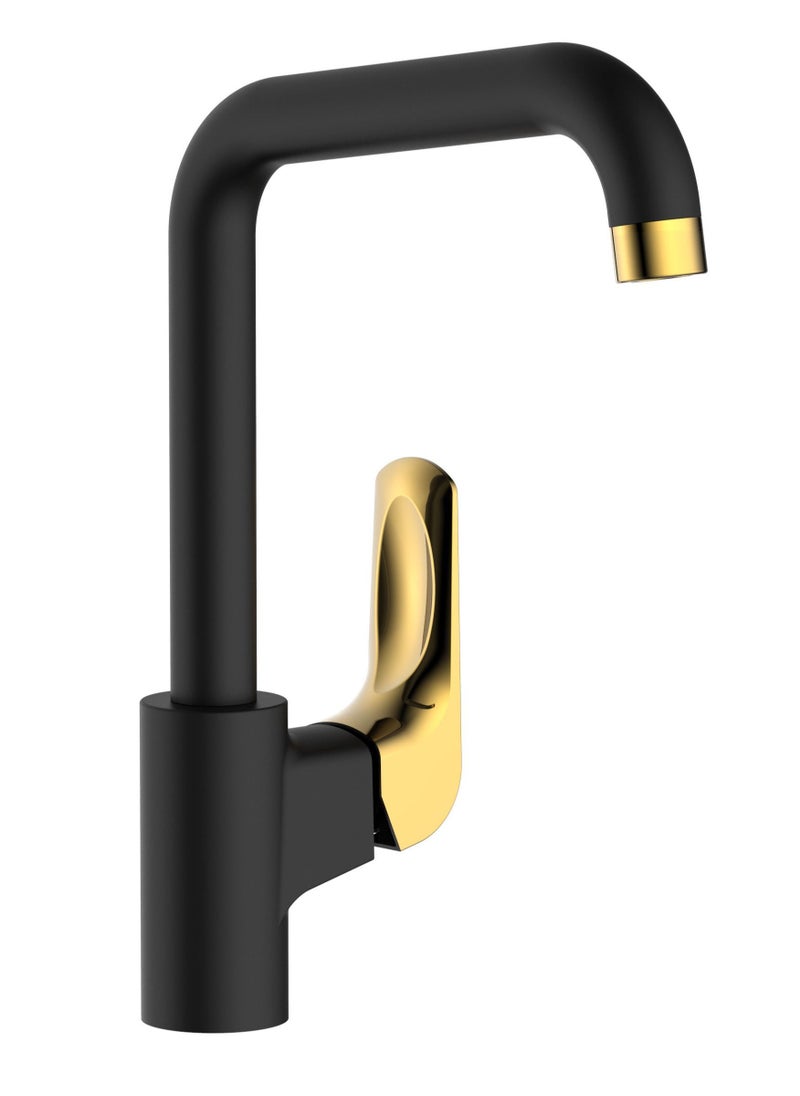 HESANIT HESANIT Elite Single Lever Kitchen Sink Deck Mounted Mixer Black Gold - 7005BG 