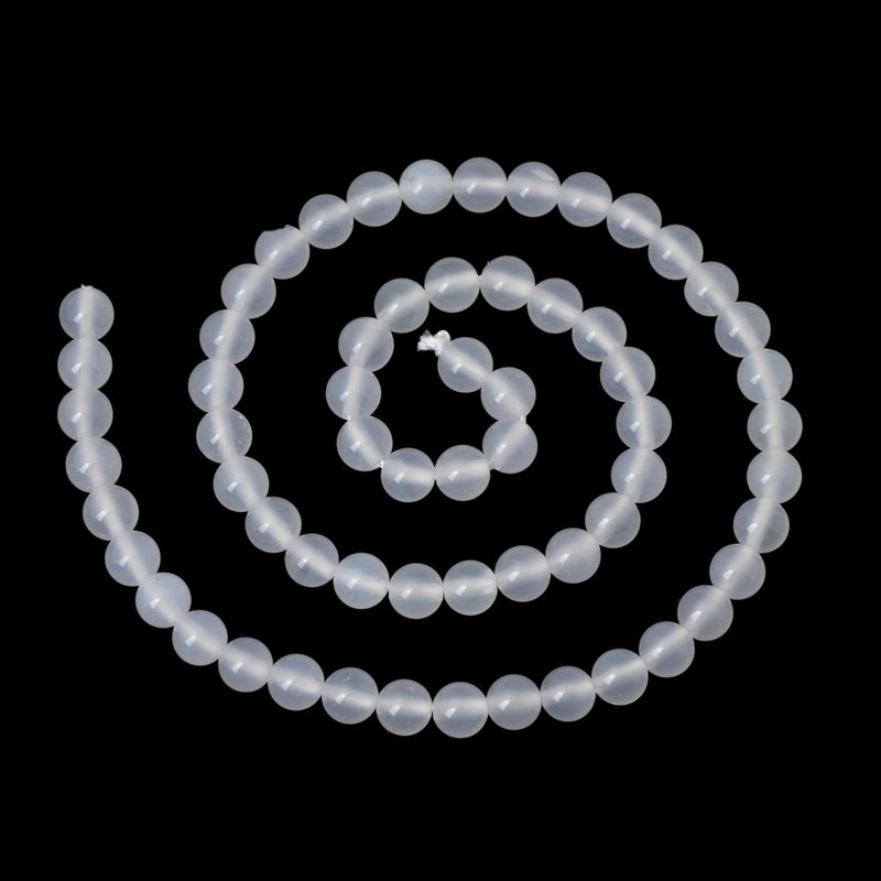 Cheavian 60Pcs 6Mm Natural White Agate Gemstone Round Loose Beads For Jewelry Making 1 Strand 15"" - Image 2