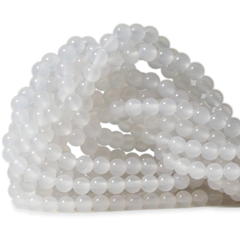 Cheavian 60Pcs 6Mm Natural White Agate Gemstone Round Loose Beads For Jewelry Making 1 Strand 15"" - Image 1