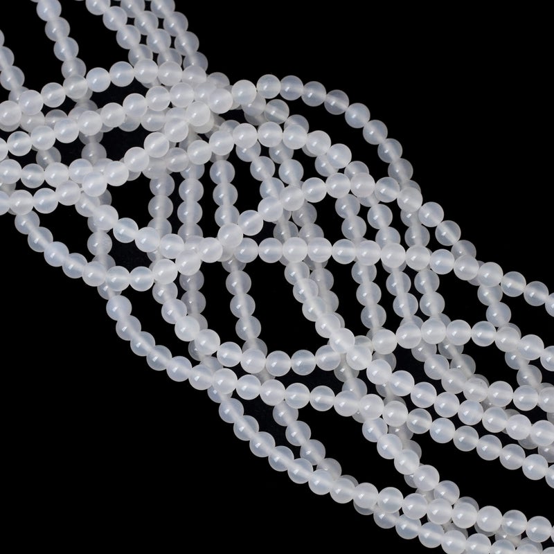 Cheavian 60Pcs 6Mm Natural White Agate Gemstone Round Loose Beads For Jewelry Making 1 Strand 15"" - Image 4