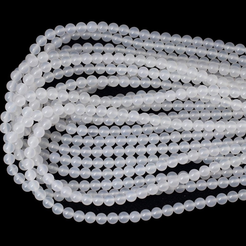 Cheavian 60Pcs 6Mm Natural White Agate Gemstone Round Loose Beads For Jewelry Making 1 Strand 15"" - Image 3