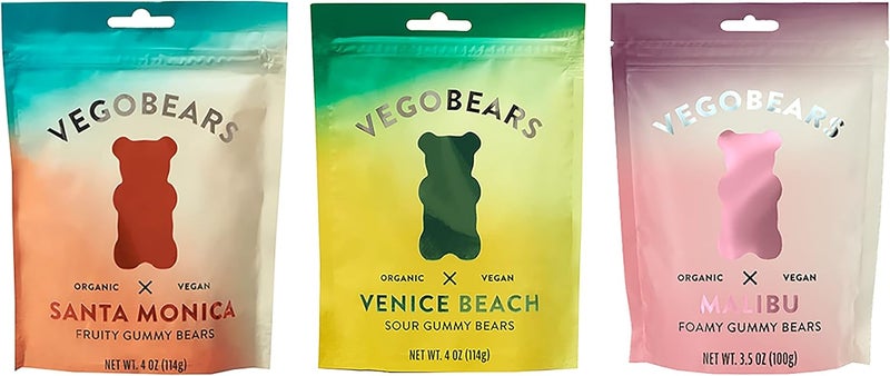 Candy People VegoBears Vegan Gummy Bears Variety Pack - Santa Monica, Venice Beach, & Malibu Organic Gummy Bears - Image 1
