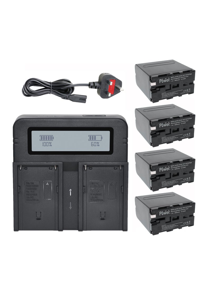 DMK Power - DMK Power NP-F970/NP-F960 (9800mAh) 4Pack Battery With DC-03 Digital Dual Battery Charger", made for LED Photo Video Lights and Monitor only (Not for Cameras & Camcorder) - Image 1