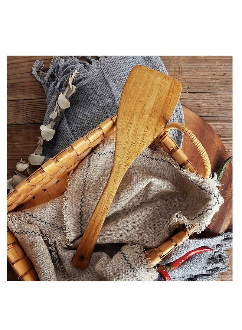 KASTWAVE Wooden Spatula，Long handle Flat Frying Spatula with Hole, Natural Wooden Kitchen Tools, Handmade for Kitchen Cookware (Frying Spatula) - Image 3